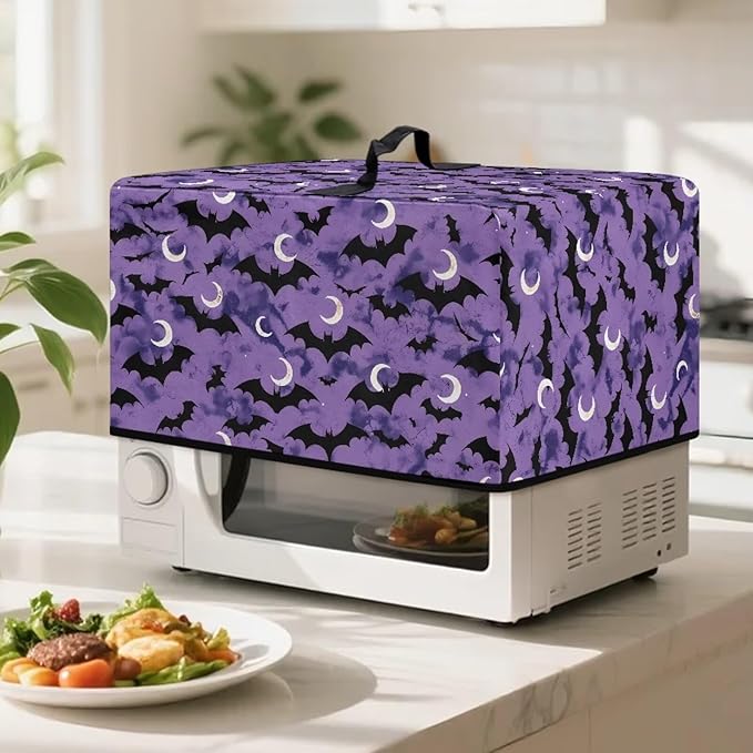 Microwave Oven Cover, Halloween Bat Heat-Resistant Waterproof Toaster Oven Dust Cover Universal for Most Microwaves Ovens Greaseproof Anti-Scratch Microwave Dust Covers