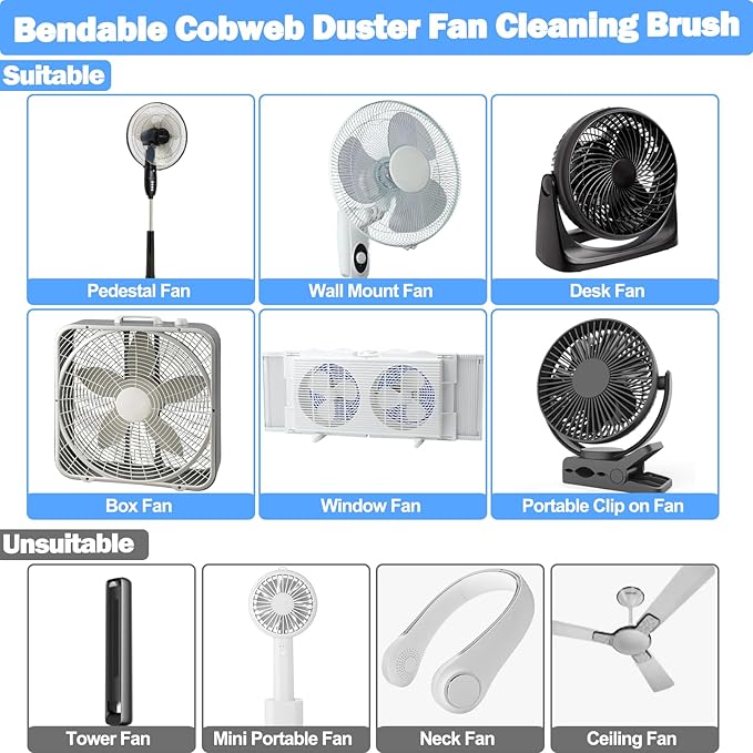 XANGNIER Fan Cleaning Brush Tools Set, Bendable Cobweb Duster Remover - Image 3