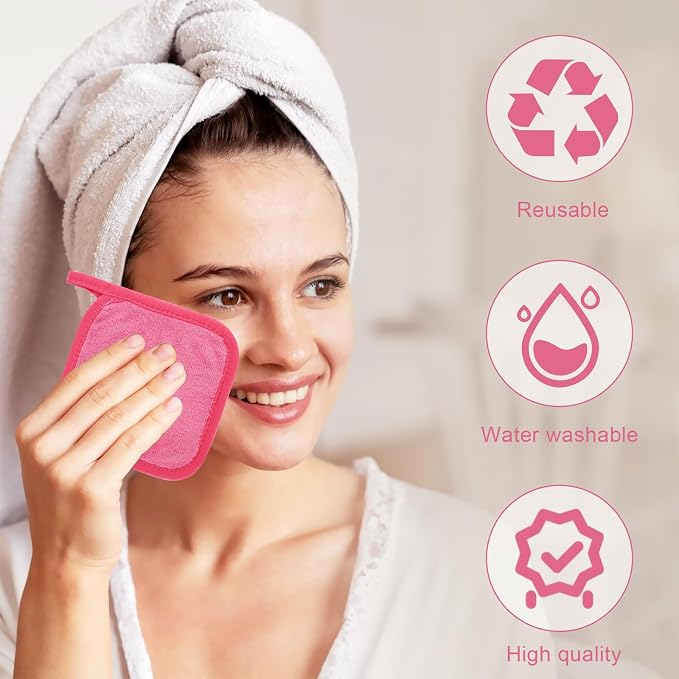 Makeup Remover Cloth 12 Pack, Ultra Soft and Reusable Microfiber Makeup Remover - Image 4
