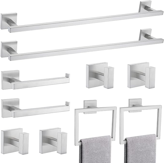 TQKAG Brushed Nickel Bathroom Hardware Accessories Set 10 Pieces, 23.6" SUS304 by TQKAG