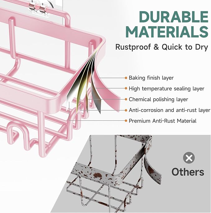 Veken Large Capacity Shower Caddy 6-Pack, No Drilling & Rustproof, Adhesive - Image 4