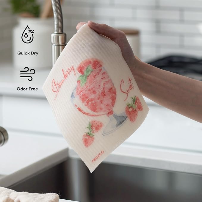 RECYCO Swedish Dishcloths for Kitchen | 6 Pack Cocktails Washable Dish Rags | - Image 6