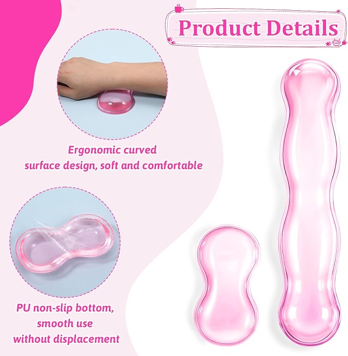 Ergonomic Gel Wrist Rest Set Anti Slip Silicone Keyboard and Mouse Pad Clear - Image 4