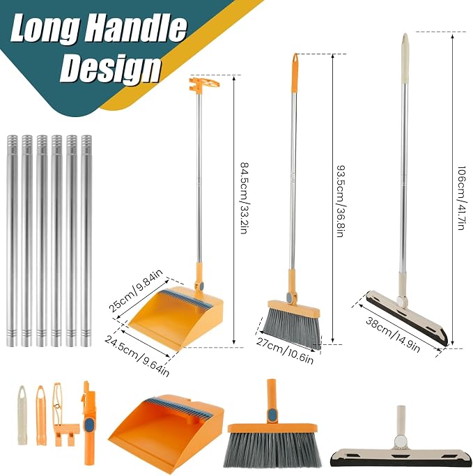 Broom and Dustpan Set for Home, 180° Rotating Broom Combo, Foldable Stand Dust - Image 5