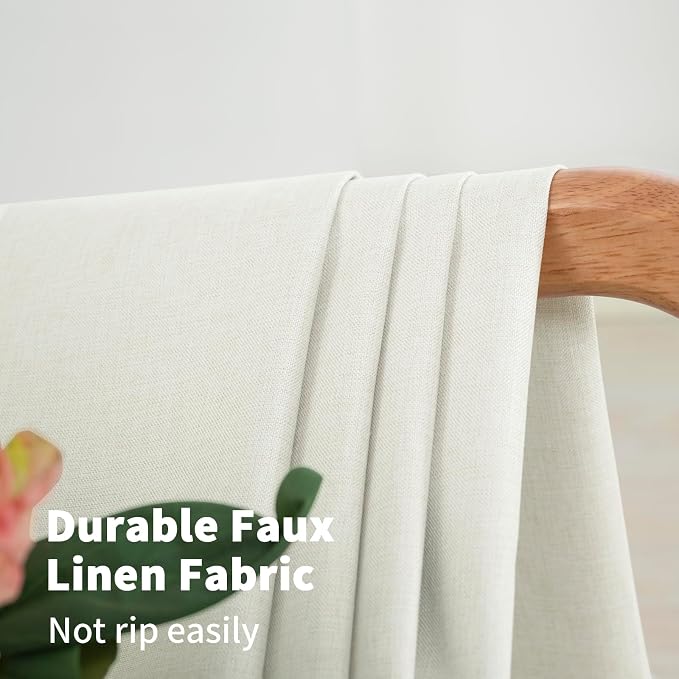 YoungsTex Ivory Linen 100% Blackout Curtains 68 Inch Length - Image 5