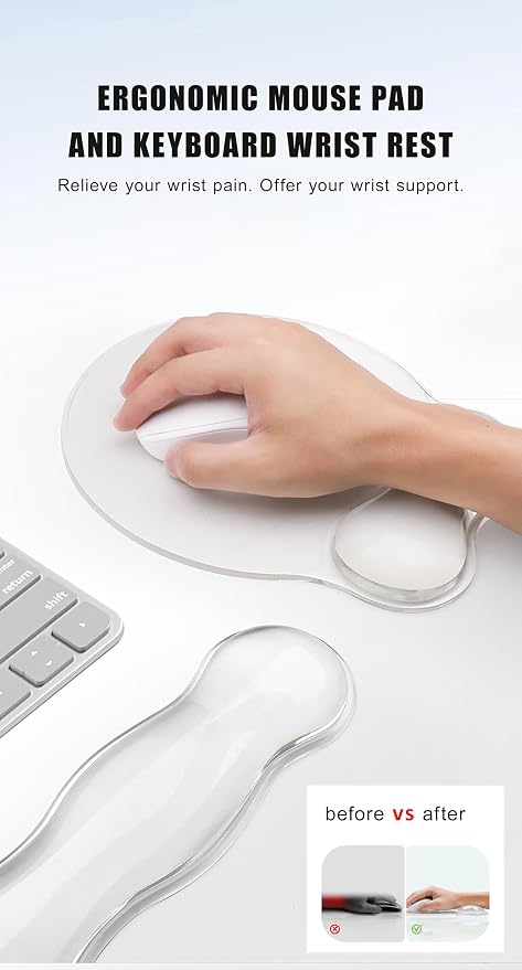 Mouse Pad with Wrist Rest, Soft Cloud Gel Keyboard Mouse Pad Set with Hand - Image 2