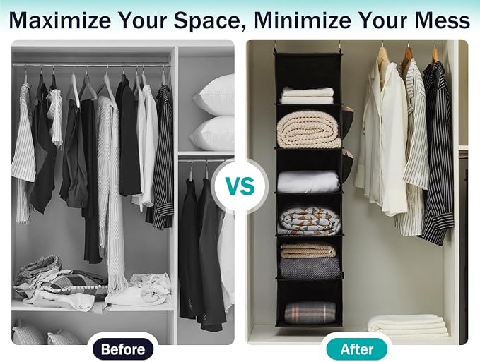 YOUDENOVA Hanging Closet Organizers and Storage, 6-Shelf Hanging Closet Shelves - Image 7