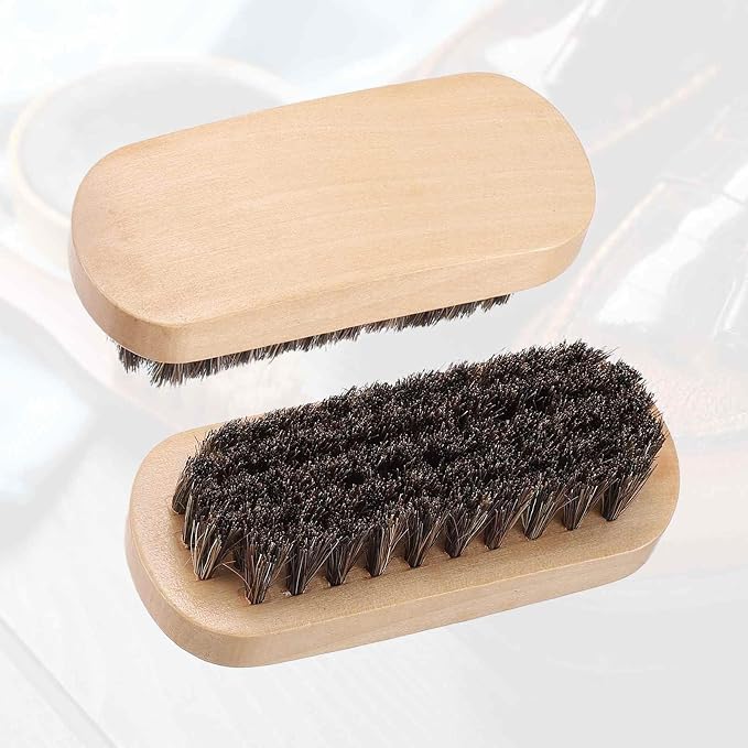 HARFINGTON Shoe Cleaning Brush 4"x1" Beech Wood Horsehair Boot Polish Brushes - Image 3