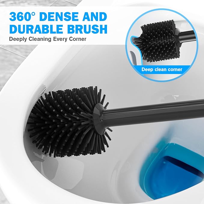 Toilet Plunger and Brush Set, Silicone Bowl Brush and Heavy Duty Toilet Plunger - Image 4