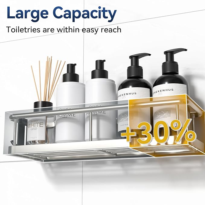 YASONIC Shower Caddy Adhesive, No Drill Bathroom Organizers, Rust Proof Shower - Image 2