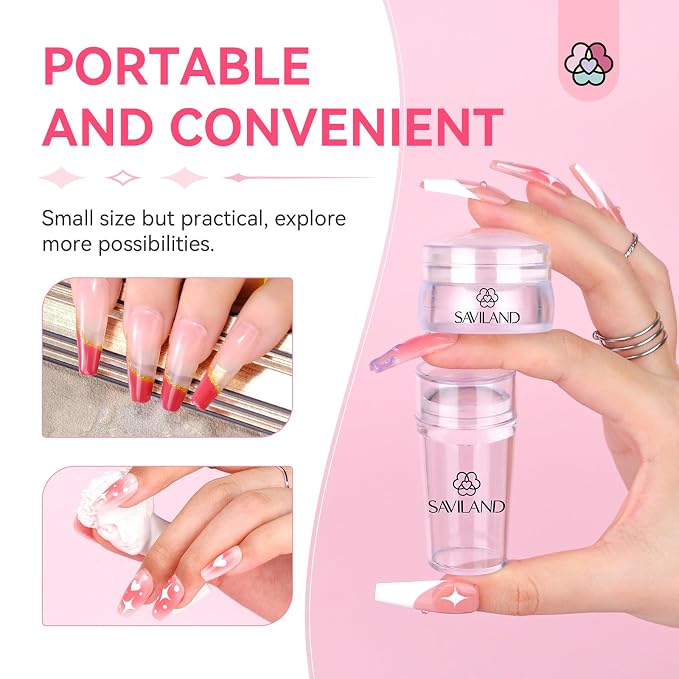 Saviland French Tip Nail Stamp: 4PCS Nail Art Stamper Kit Clear Silicone Nails - Image 7