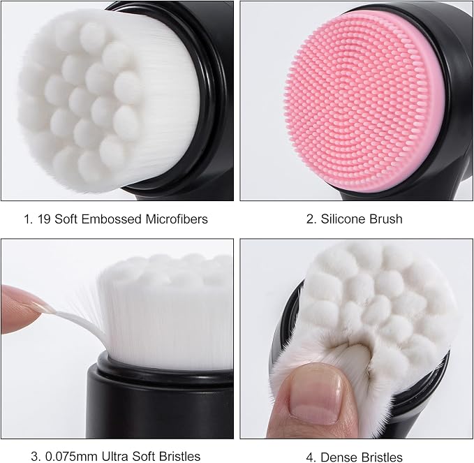 Facial Cleansing Brush 2 in 1, Silicone Face Scrubber Dual Face Brush - Image 2
