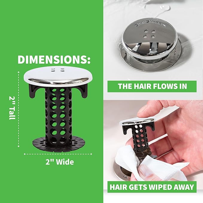 SinkShroom Chrome Edition Revolutionary Bathroom Sink Drain Protector Hair - Image 4