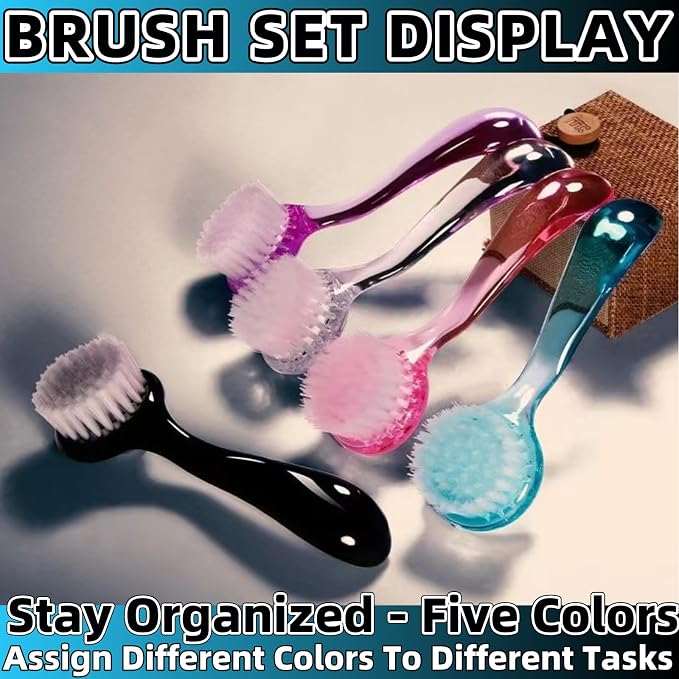 Soft Nail Dust Cleaning Brush 5Pcs Handle Grip Fingernail Brush Nail Dust Brush - Image 6