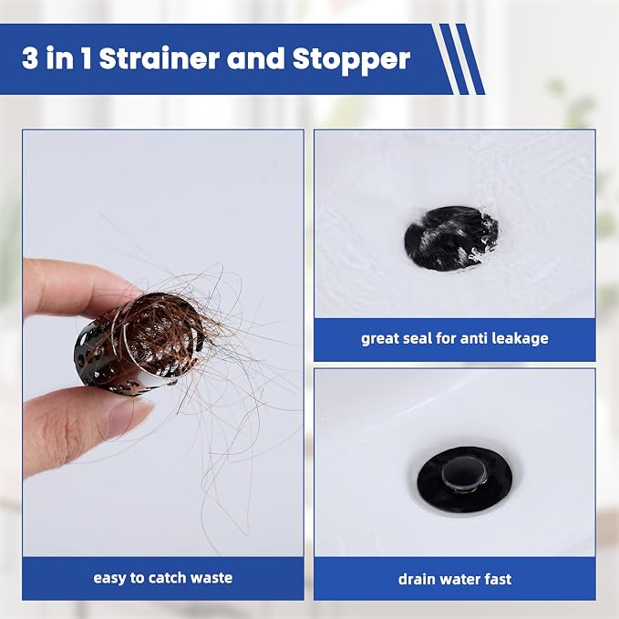 Universal Bathroom Sink Drain Strainer Hair Catcher 2PCS Upgraded - Image 3