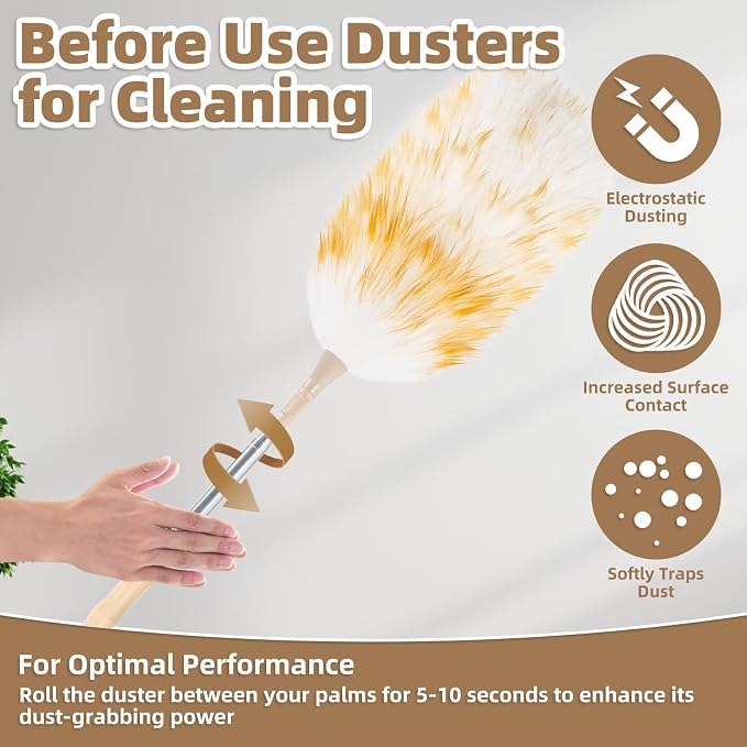 LOVECO Feather Duster for Cleaning, Extendable Lambswool Duster 29-49 Inch for - Image 4