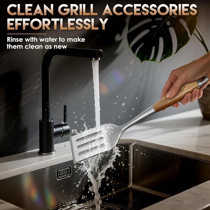 TIVOLI 3PCS Grilling Accessories, Heavy Duty BBQ Tool Set - Image 7