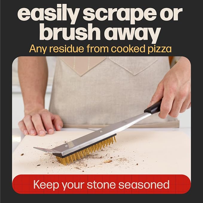 Hans Grill 2-in-1 Pizza Oven Brush & Scraper | Dual-Purpose Pizza Stone Brush - Image 4