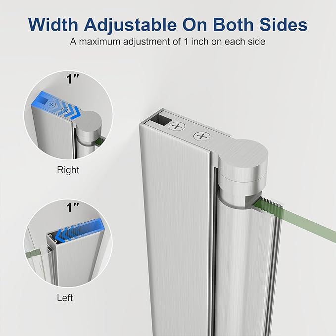 KPUY Pivot Shower Door, 26-28" W x 72" H Frameless Single Swing Glass Shower - Image 5