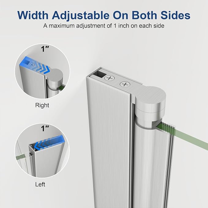 KPUY Pivot Shower Door, 36-38" W x 72" H Frameless Single Swing Glass Shower - Image 5