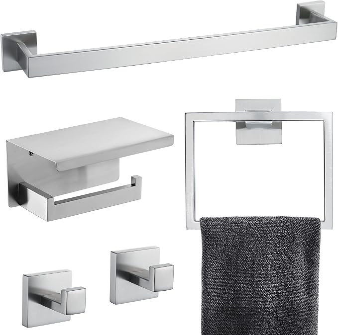 Brushed Nickel Bathroom Towel Bar Set Bathroom Accessories Hardware Set by TNOMS