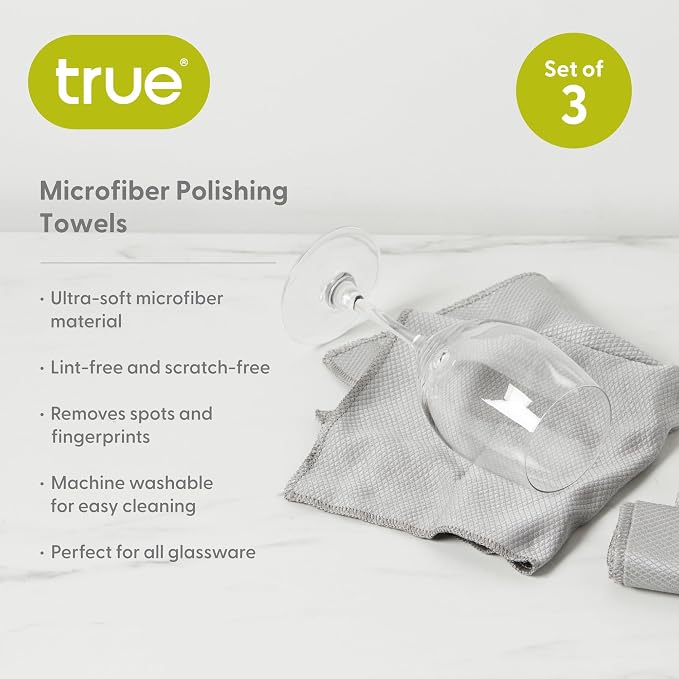 True Microfiber Towels, Wine Glass Polishing Cloths, Streak Free Microfiber - Image 2