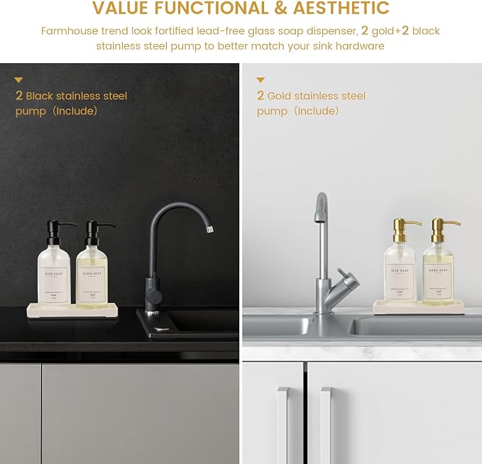 Glass Soap Dispenser for Kitchen Sink, Farmhouse Dish Soap Dispenser&Hand Soap - Image 2