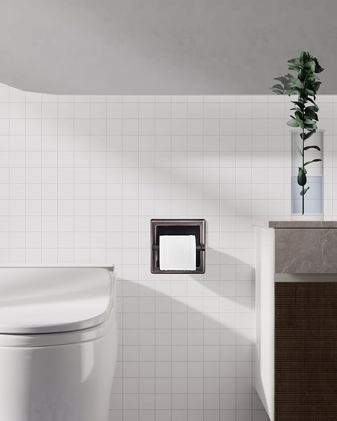 Recessed Oil Rubbed Bronze Toilet Paper Holder, Wall Mounted Heavy Duty - Image 8