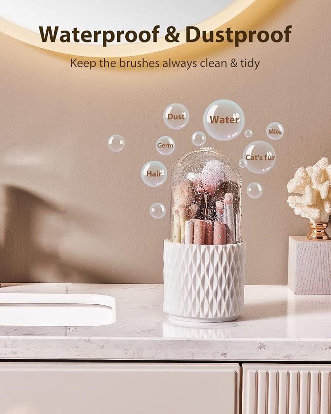 Rotating Makeup Brush Holder, 360 Rotating Cosmetics Make up Brush Organizer - Image 3
