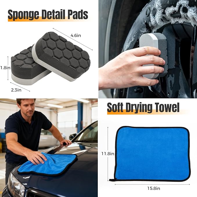 9Pcs Car Wheel Brush kit, Tire Brush, Microfiber Flat Wheel Cleaner Brush - Image 7