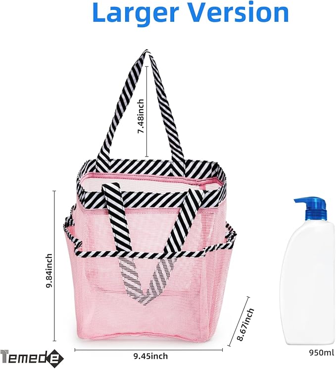 Temede Mesh Shower Caddy Tote, Large Shower Caddy Basket Portable, Quick Dry - Image 2