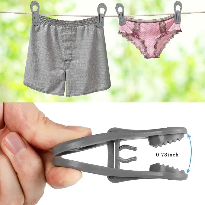 Tinfol 50pc Grey Plastic Hanger Clips, Strong Pinch Grip Finger Clips - Image 5