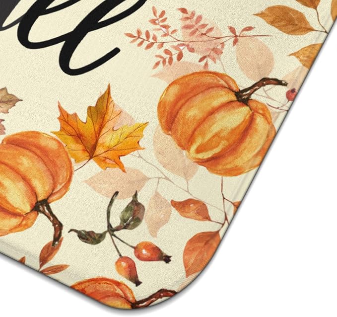 Fall Dish Drying Mat for Kitchen Counter, Autumn Pumpkin Maple Leaf Pattern - Image 6