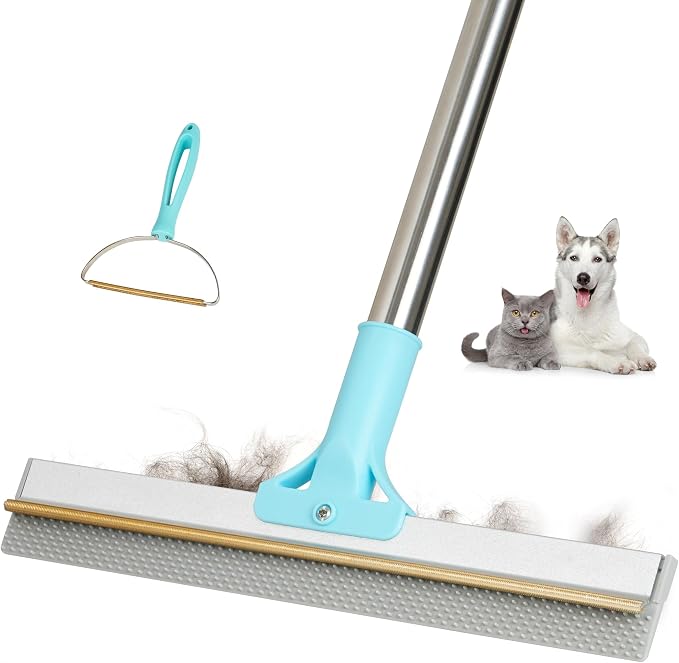 Carpet Rake for Pet Hair Removal Tool, 2 in 1 TPU and Copper Rake Teeth by Thalomely