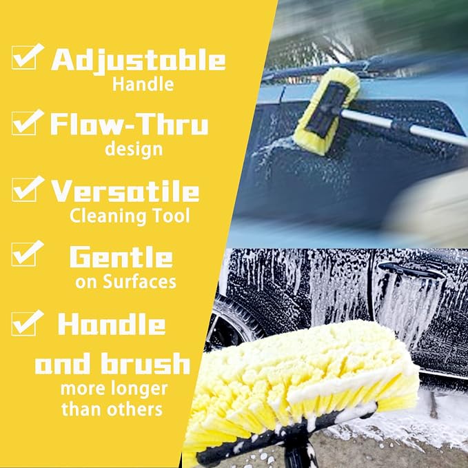 60" Car Wash Brush with Long Handle Soft Bristle Scrub Cleaning Mop with - Image 5