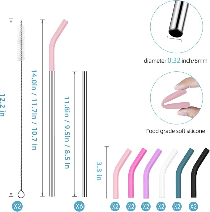 20 30 40 oz Stainless Metal Straws - Image 3