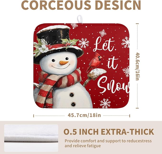 Snowman Christmas Dish Drying Mat Winter Drying Mats - Image 2