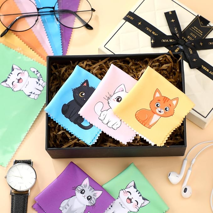 Breling 24 Pack Microfiber Cleaning Cloth Cute Animal Eyeglass Clean Cloths - Image 5