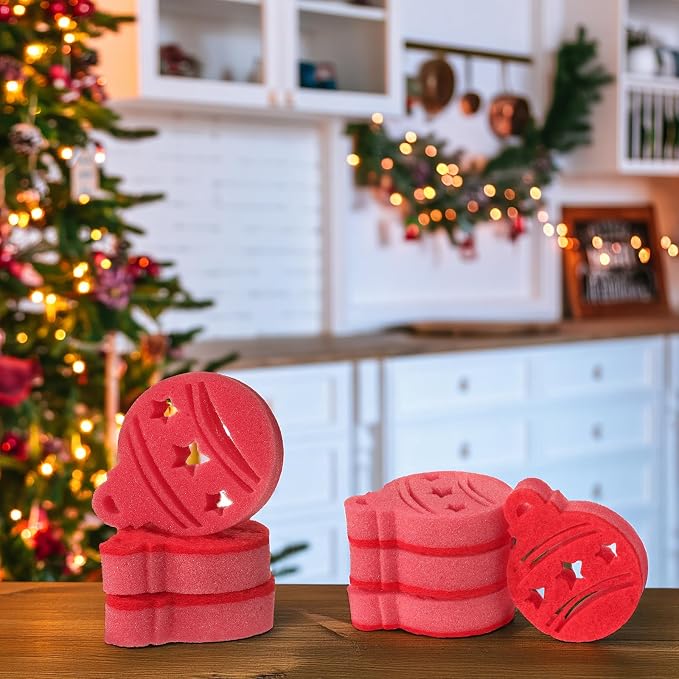 Tioncy 12 Pack Christmas Ball Kitchen Sponges Bulk Dual Sided Scrubber Sponges - Image 6
