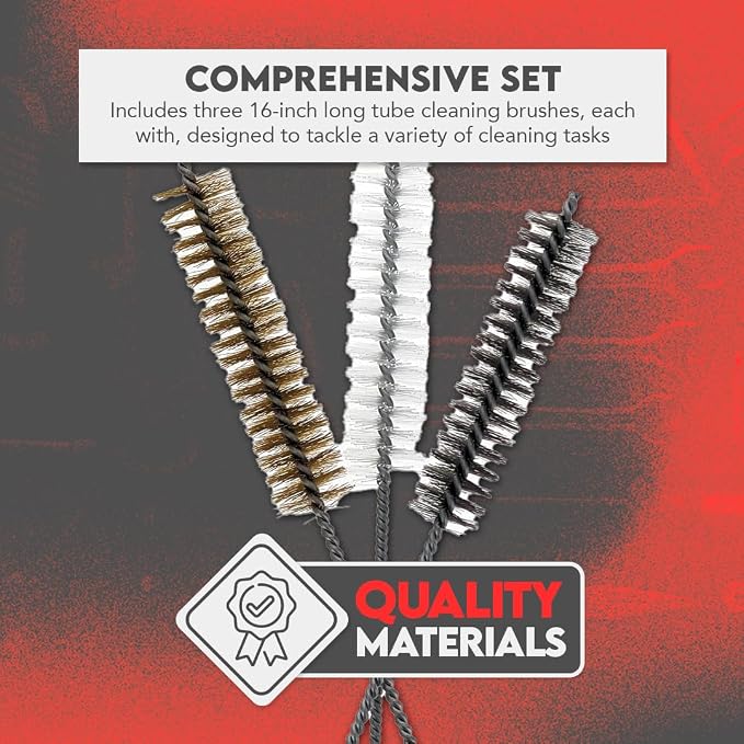 3 Piece Set of 16-Inch Tube Cleaning Brushes Copper, Nylon - Image 2