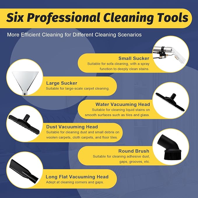 40L Commercial Carpet Cleaner Machine, 1034W Heavy Duty Wet Dry Vacuum Cleaner - Image 4