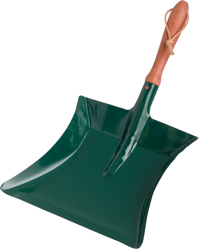 REDECKER Heavy Duty Steel Dust Pan, Powder-Coated, Large Green Dustpan by Redecker