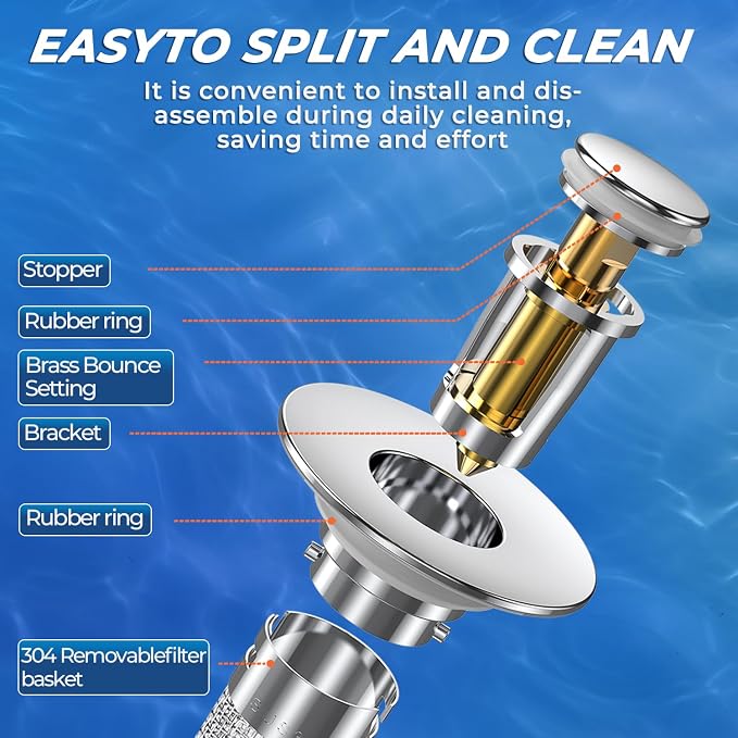 Sink Stopper Hair Catcher, Pop-up Sink Drain Strainer - Image 7