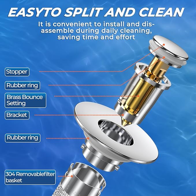 Sink Stopper Hair Catcher, Pop-up Sink Drain Strainer - Image 2