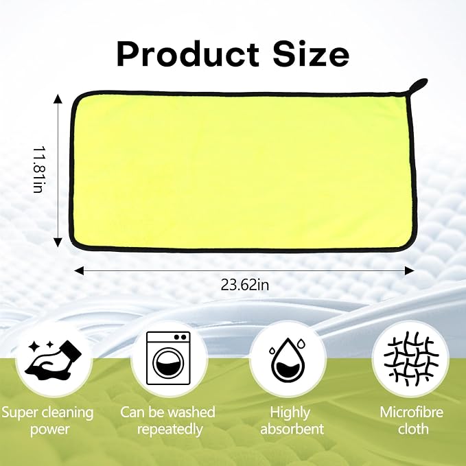 Hovom 3PCS Car Microfiber Towels, 23.62"×11.81" Lint-Free Microfiber Towels - Image 2