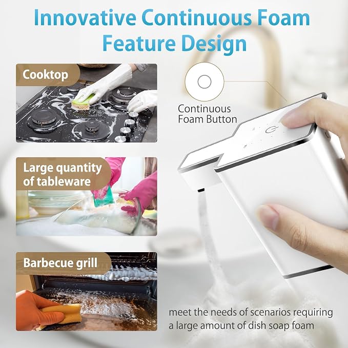 Automatic Foaming Soap Dispenser Touchless 380ml/12.8oz Rechargeable Hand Soap - Image 4