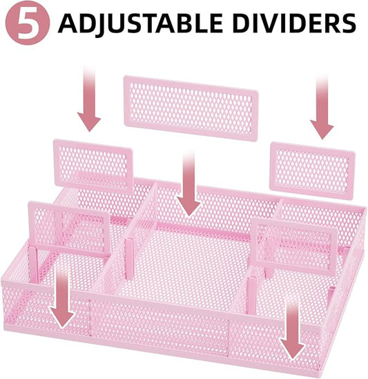 Marbrasse 2 Pack Desk Drawer Organizer, Mesh Drawer Organizer Tray - Image 2