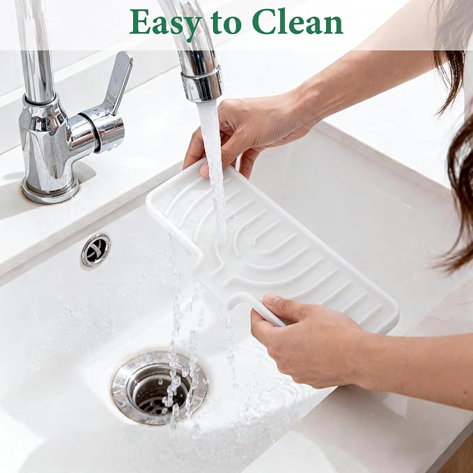 GUUKIN Sponge Holder for Kitchen Sink, 10x5 inch Silicone Dish Drying Mat - Image 4