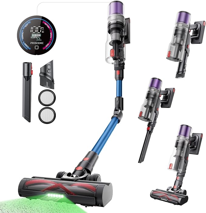 Proscenic Cordless Vacuum Cleaner, 45Kpa 55Mins Runtime, 180°Bendable Wand by Proscenic