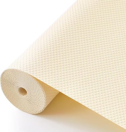 100% EVA Shelf Liner for Kitchen Cabinet, 24" x 120" Drawer Liners Non Adhesive Non Slip Waterproof Plastic Paper, Dresser Pantry Bathroom Refrigerator Protector, Cream